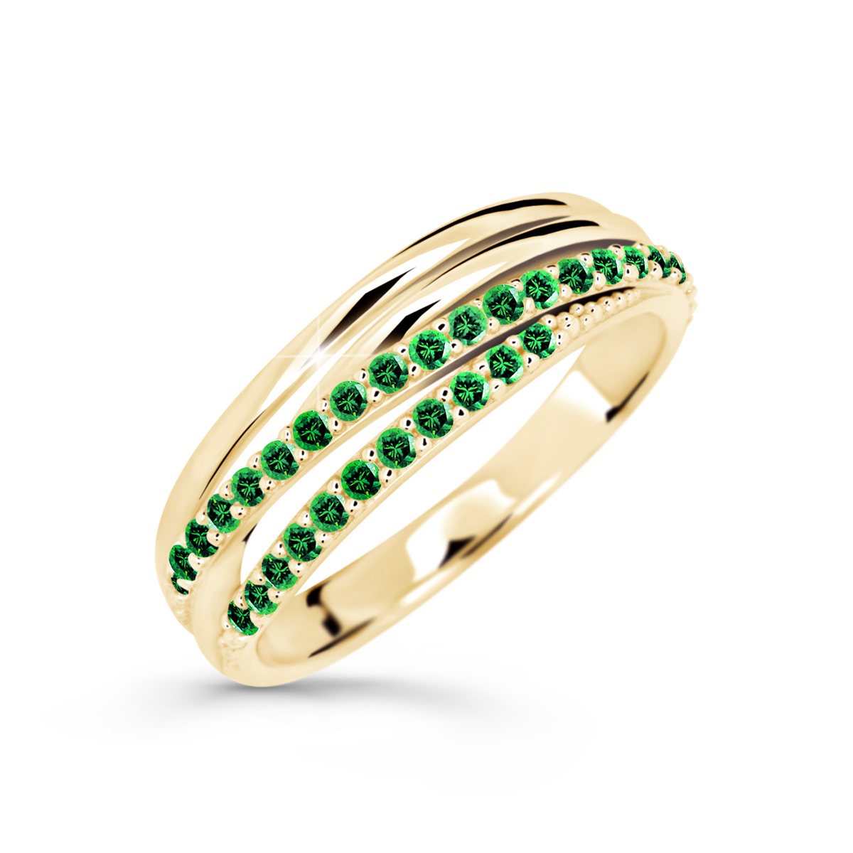 Cutie Diamonds Třpytivý prsten ze žlutého zlata se smaragdy DZ6716-3352-SM-X-1 59 mm
