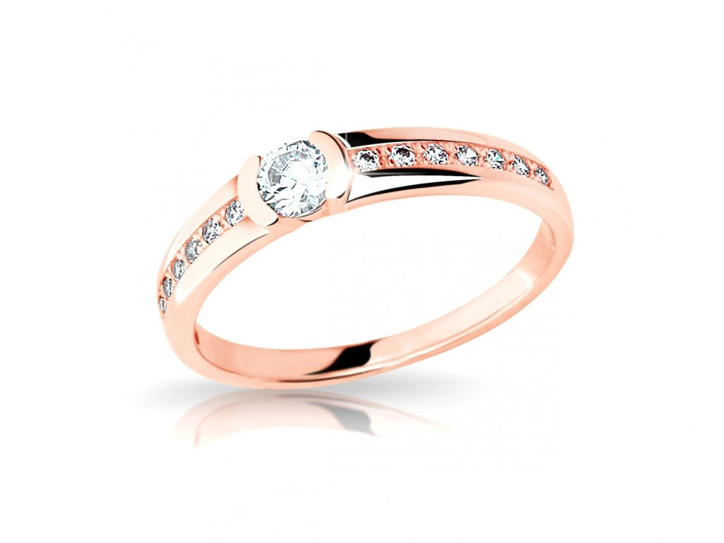Cutie Jewellery Blyštivý prsten z růžového zlata se zirkony Z6708–2106-X-4 59 mm