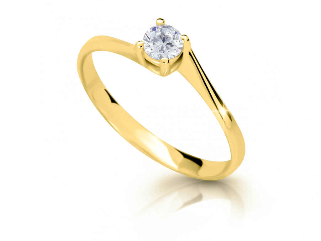 Levně Cutie Jewellery Jemný prsten ze žlutého zlata se zirkonem Z6896-1957-10-X-1 64 mm