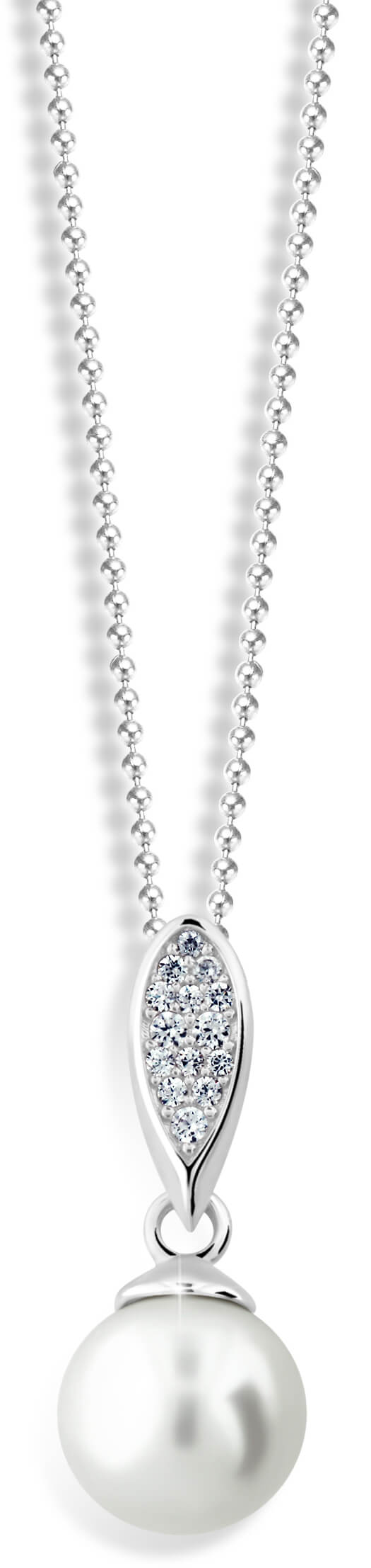 Levně Cutie Jewellery Luxusní přívěsek z bílého zlata s pravou perlou a zirkony Z6304-3152-40-10-X-2