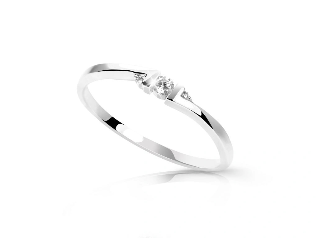 Cutie Jewellery Minimalistický prsten z bílého zlata se zirkony Z6714-3053-X-2 53 mm