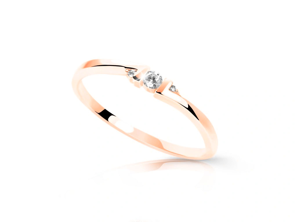 Cutie Jewellery Minimalistický prsten z růžového zlata se zirkony Z6714-3053-X-4 63 mm