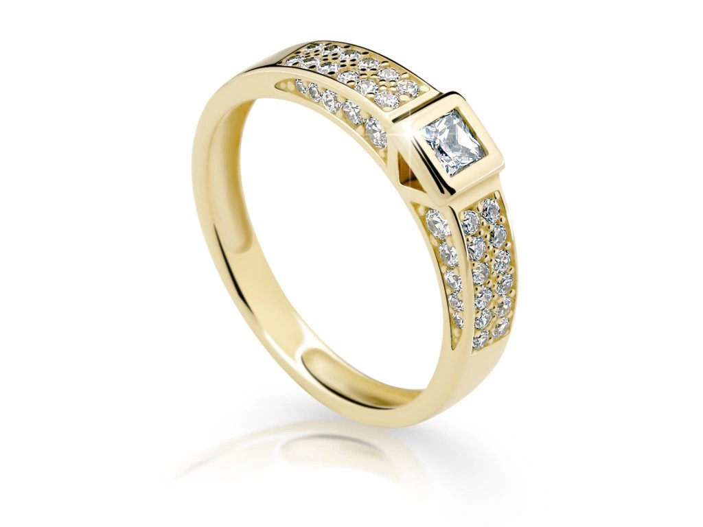 Cutie Jewellery Třpytivý prsten ze žlutého zlata se zirkony Z6715-2361-10-X-1 52 mm