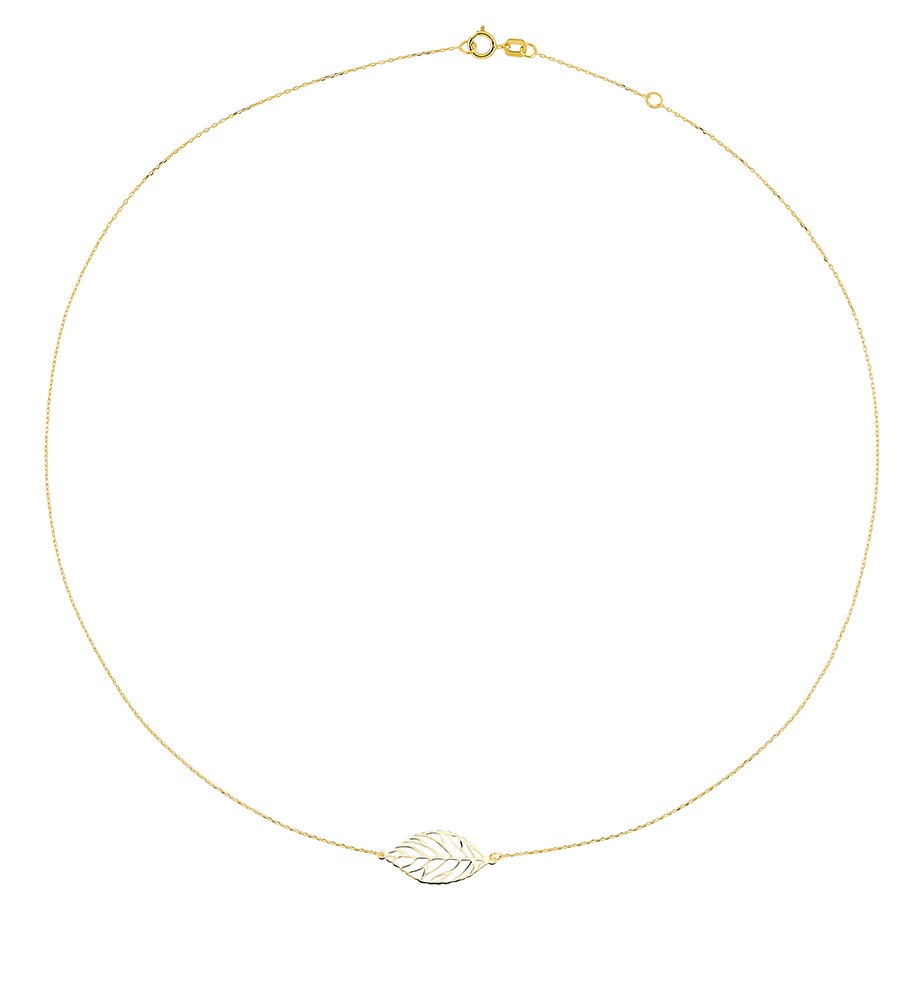 Cutie Jewellery Něžný náhrdelník ze žlutého zlata Lístek Z0130-40-X-1