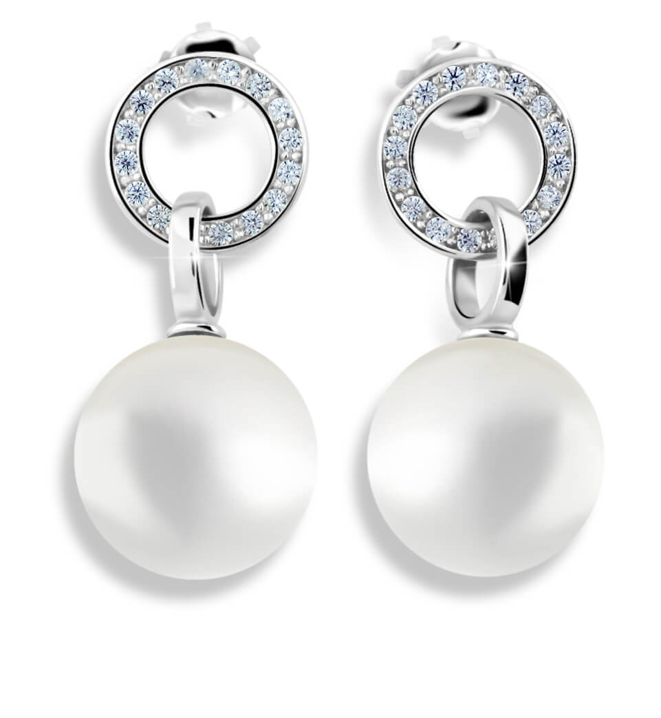 Cutie Jewellery Půvabné perlové náušnice z bílého zlata se zirkony Z6411-3123-10-X-2