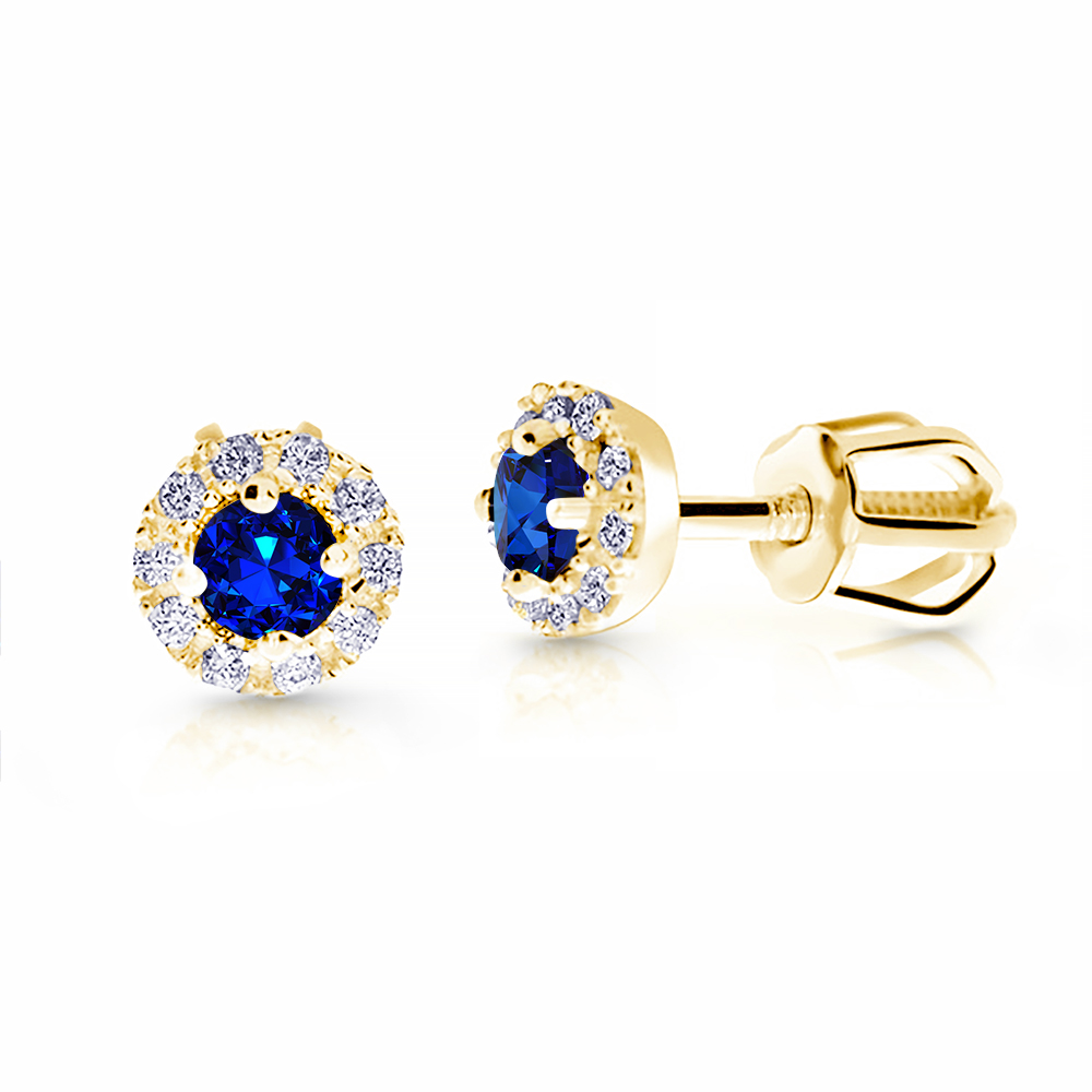 Cutie Jewellery Půvabné zlaté náušnice s modrými zirkony Z9002-3100-30-60-X-1