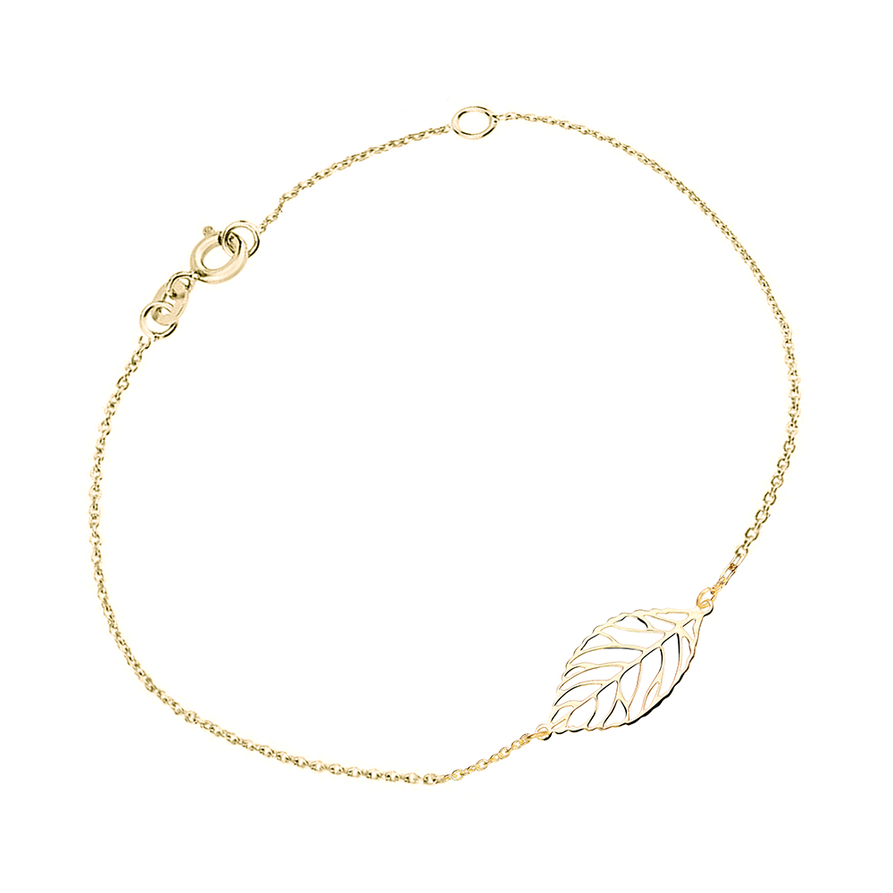 Cutie Jewellery Půvabný dámský náramek ze žlutého zlata Lístek Z0131-60-X-1