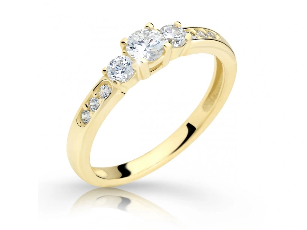 Cutie Jewellery Půvabný prsten ze žlutého zlata se zirkony Z6806-2360-10-X-1 53 mm