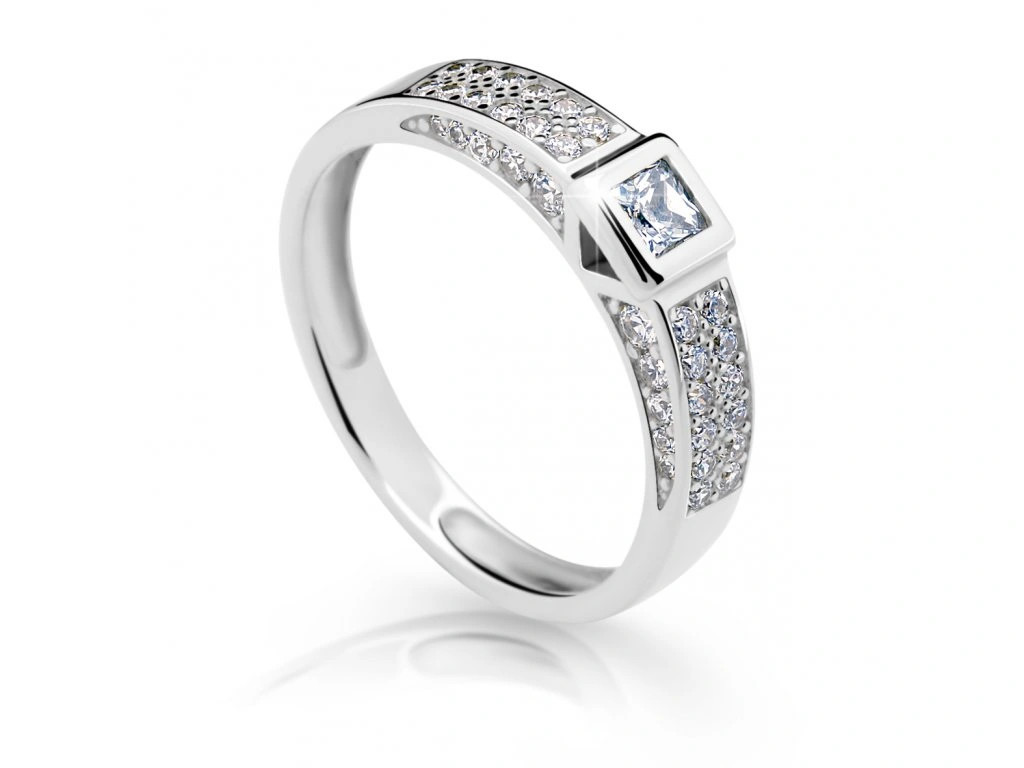 Cutie Jewellery Třpytivý prsten z bílého zlata se zirkony Z6715-2361-10-X-2 49 mm