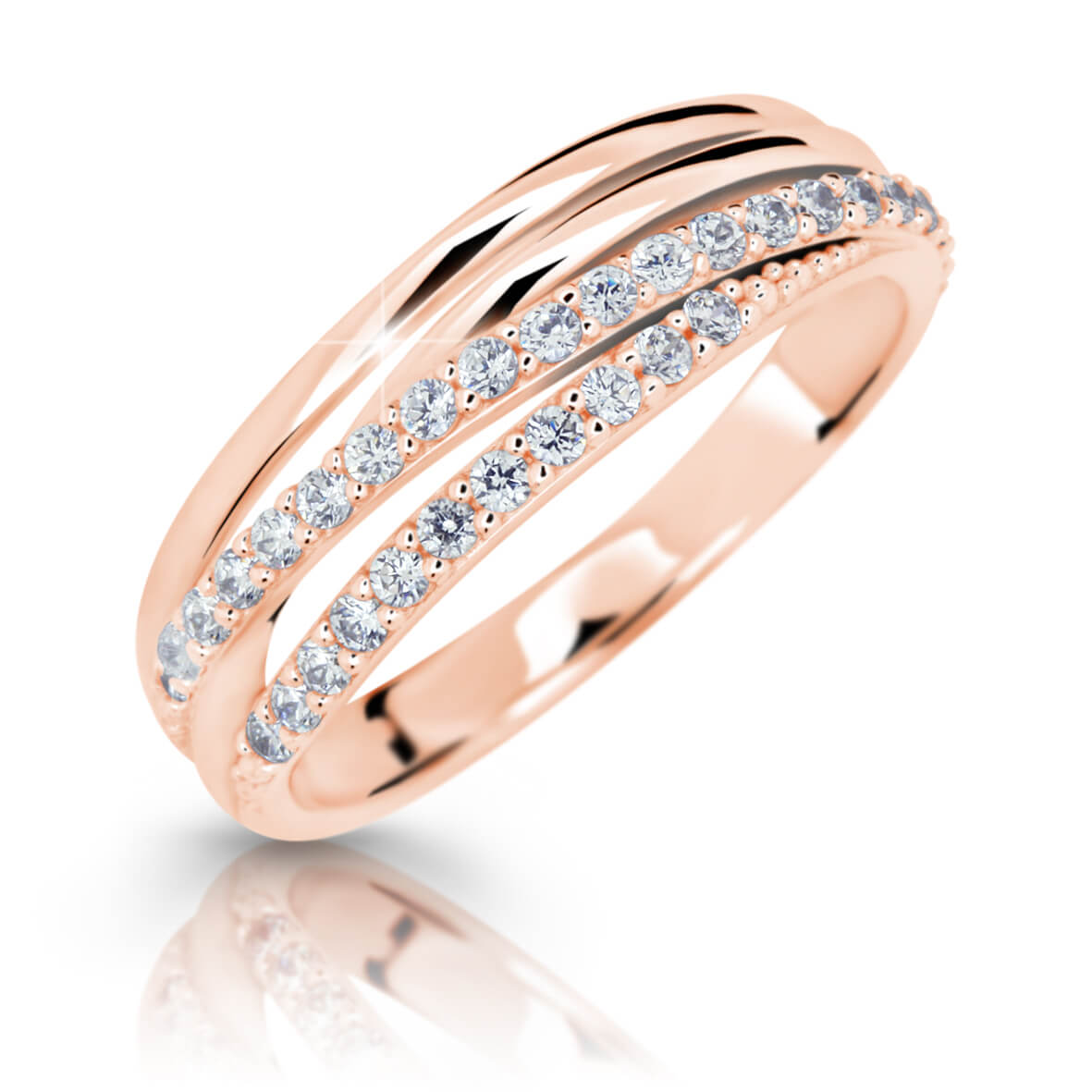Cutie Jewellery Třpytivý prsten z růžového zlata Z6716-3352-10-X-4 55 mm