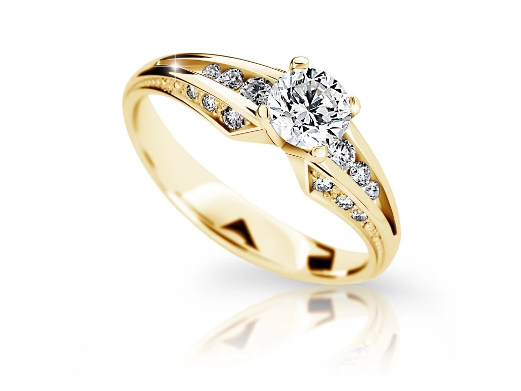 Cutie Jewellery Třpytivý prsten ze žlutého zlata Z6805-2103-10-X-1 49 mm