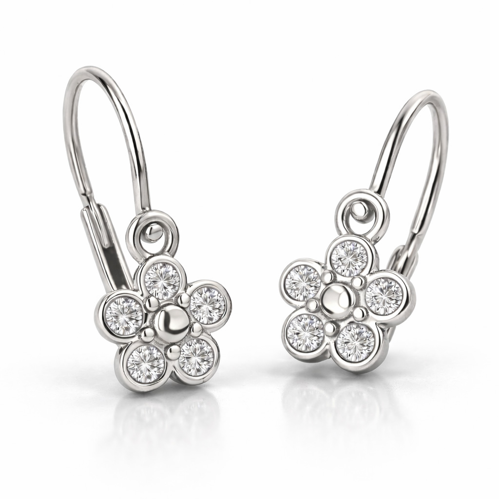 Cutie Jewellery Detské kvietkové náušnice z bieleho zlata C2744-10-X-2 biela