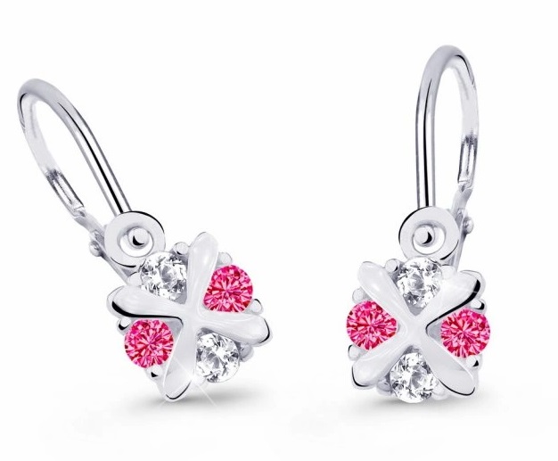 Cutie Jewellery Detské náušnice z bieleho zlata C2153-10-X-2 fuchsiová