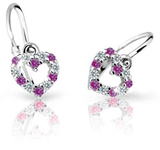 Cutie Jewellery Detské náušnice z bieleho zlata C2157-10-X-2 fuchsiová