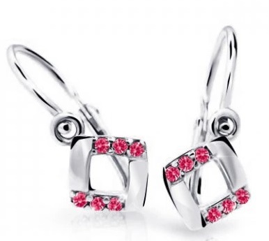 Cutie Jewellery Čtvercové dětské náušnice z bílého zlata C2268-10-X-2 fuchsiová