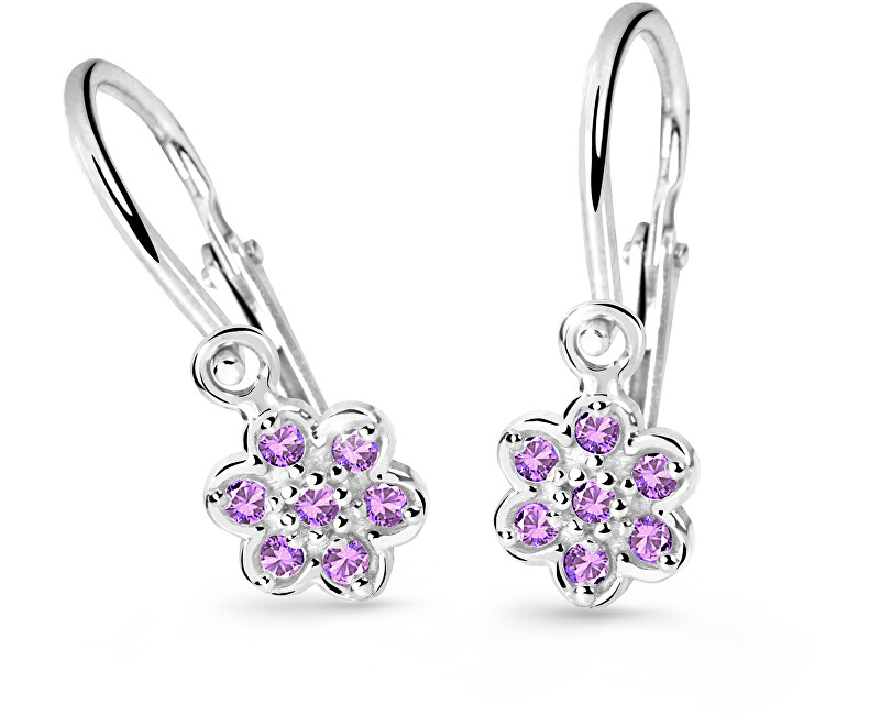 Cutie Jewellery Detské náušnice z bieleho zlata C2746-10-X-2 fialová