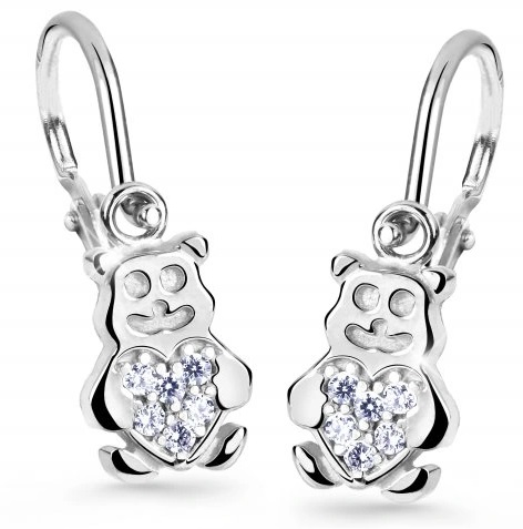 Cutie Jewellery Detské náušnice z bieleho zlata Medvedíky C2751-10-X-2 biela