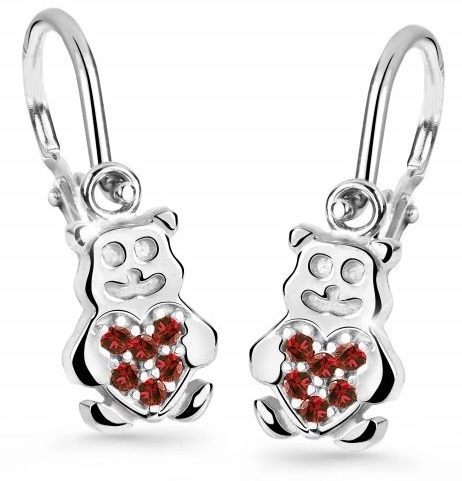 Cutie Jewellery Dětské náušnice z bílého zlata Medvídci C2751-10-X-2 červená