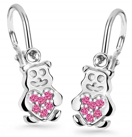 Cutie Jewellery Dětské náušnice z bílého zlata Medvídci C2751-10-X-2 fuchsiová