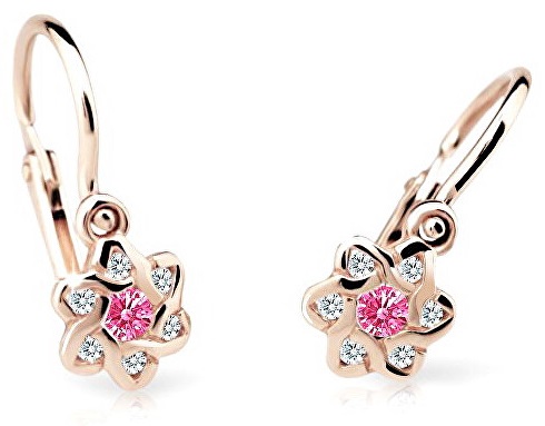 Cutie Jewellery Dětské náušnice z růžového zlata C2149-10-X-4 fuchsiová