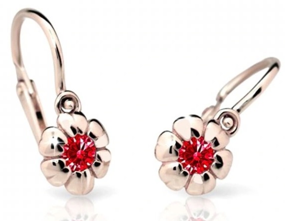 Cutie Jewellery Dětské náušnice z růžového zlata C2151-10-X-4 červená