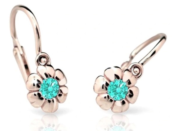 Cutie Jewellery Dětské náušnice z růžového zlata C2151-10-X-4 světle zelená