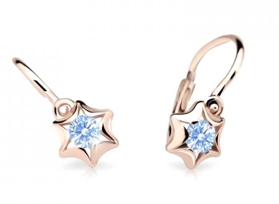 Cutie Jewellery Dětské náušnice z růžového zlata C2159-10-X-4 světle modrá