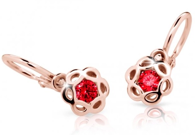 Cutie Jewellery Detské náušnice z ružového zlata C2179-10-X-4 červená
