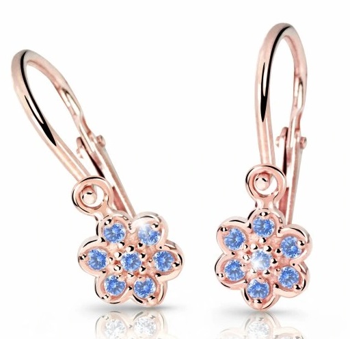 Cutie Jewellery Dětské náušnice z růžového zlata C2746-10-X-4 světle modrá