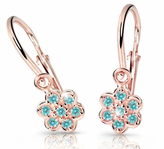 Cutie Jewellery Detské náušnice z ružového zlata C2746-10-X-4 svetlo zelená