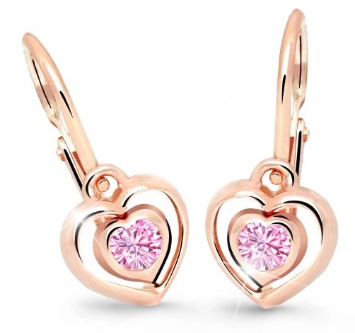 Cutie Jewellery Dětské srdíčkové náušnice C2752-10-X-4 růžová