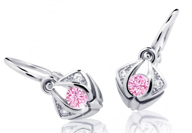 Cutie Jewellery Krásné dětské náušnice z bílého zlata C2217-10-X-2 růžová