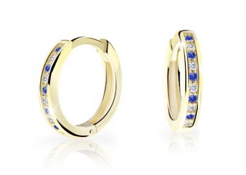 Cutie Jewellery Nadčasové kruhové náušnice ze žlutého zlata C3343-80-X-1 modrá