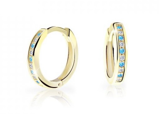 Cutie Jewellery Nadčasové kruhové náušnice ze žlutého zlata C3343-80-X-1 světle modrá
