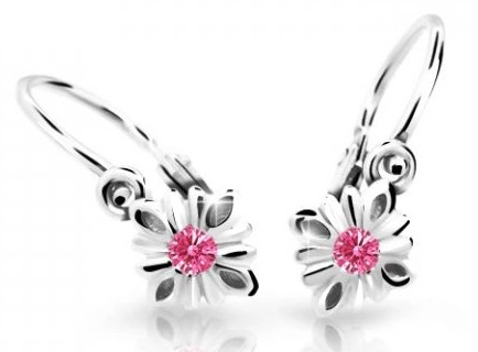 Cutie Jewellery Půvabné dětské náušnice z bílého zlata C2261-10-X-2 fuchsiová