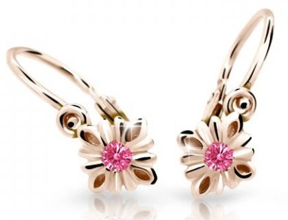 Cutie Jewellery Půvabné dětské náušnice z růžového zlata C2261-10-X-4 fuchsiová