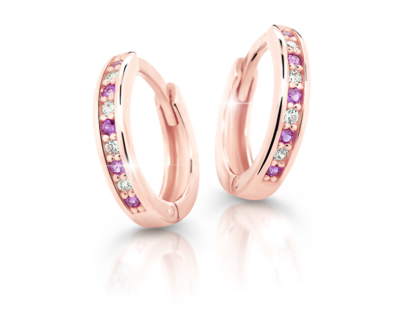 Cutie Jewellery Pôvabné kruhové náušnice z ružového zlata C3342-80-X-4 fialová