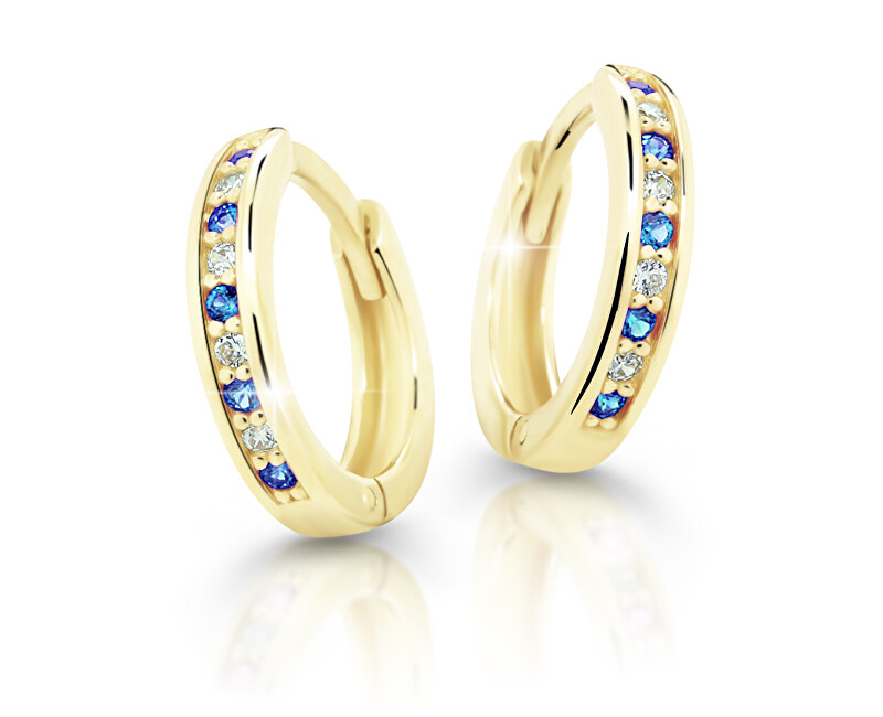 Cutie Jewellery Pôvabné kruhové náušnice zo žltého zlata C3342-80-X-1 modrá