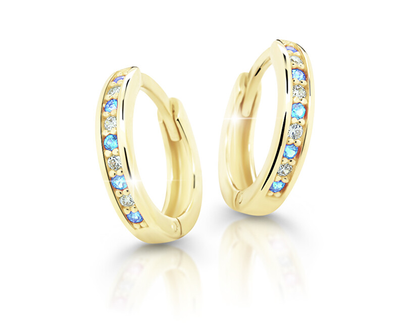 Cutie Jewellery Pôvabné kruhové náušnice zo žltého zlata C3342-80-X-1 svetlo modrá