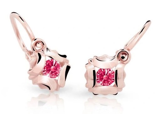 Cutie Jewellery Slušivé dětské náušnice z růžového zlata C2216-10-X-4 fuchsiová