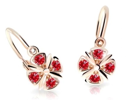 Cutie Jewellery Slušivé dětské náušnice z růžového zlata C2245-10-X-4 červená