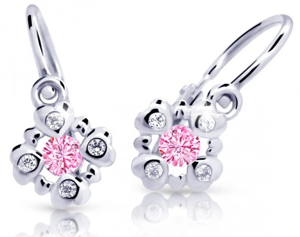 Cutie Jewellery Třpytivé dětské náušnice z bílého zlata C2253-10-X-2 růžová