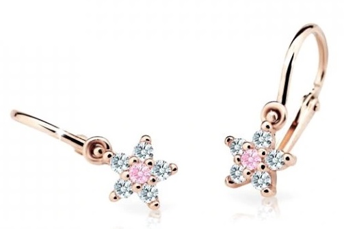 Cutie Jewellery Třpytivé dětské náušnice z růžového zlata C2118-10-X-4 růžová