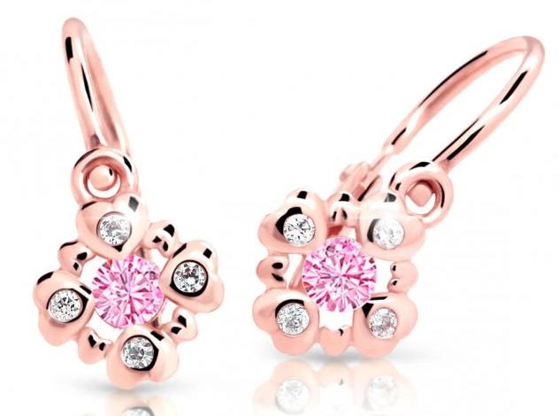 Cutie Jewellery Třpytivé dětské náušnice z růžového zlata C2253-10-X-4 růžová