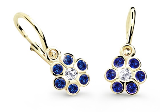 Cutie Jewellery Zlaté detské náušnice C1737-10-X-1 modrá
