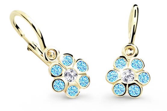Cutie Jewellery Zlaté dětské náušnice C1737-10-X-1 světle modrá