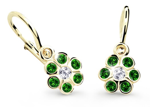 Cutie Jewellery Zlaté detské náušnice C1737-10-X-1 zelená