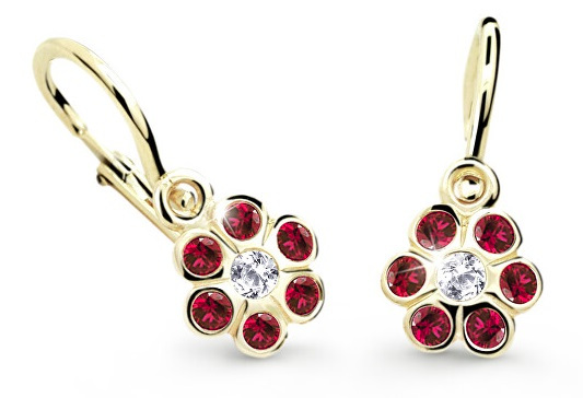 Levně Cutie Jewellery Zlaté dětské náušnice C1737-10-X-1 červená