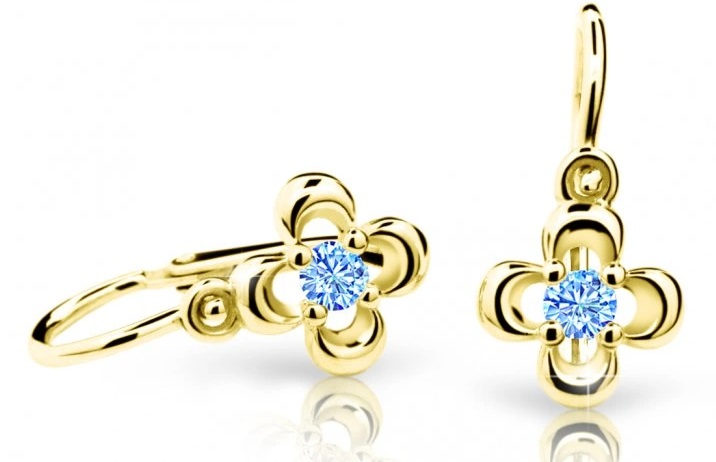 Cutie Jewellery Zlaté dětské náušnice C2013-10-X-1 světle modrá