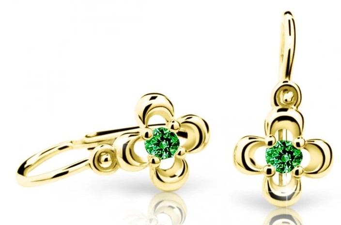 Cutie Jewellery Zlaté detské náušnice C2013-10-X-1 zelená